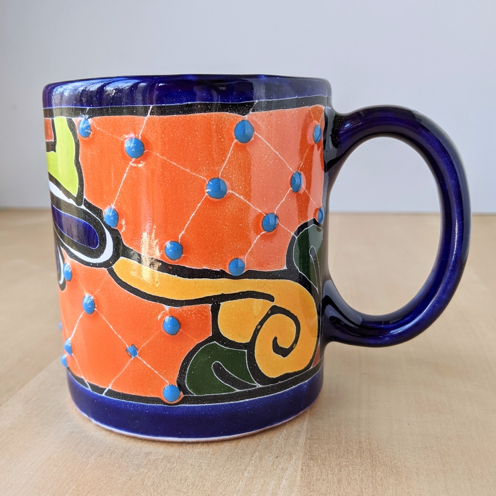 Mexican Pottery Talavera ceramic hand painted coffee mug Like New